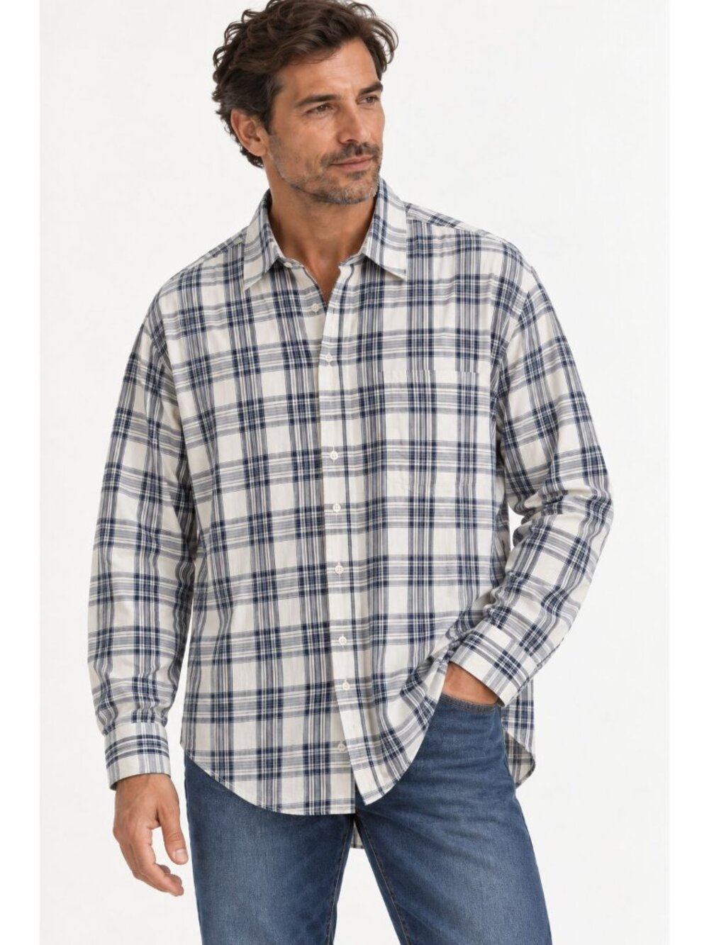 Vince Men's Gray Plaid Cotton Linen Button front shirt size Medium casual Preppy